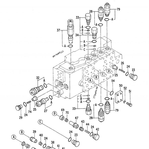 Hitachi EX300-2 हाइड्रोलिक कन्ट्रोल भल्भ 4314749